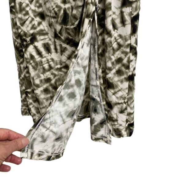 NWT INC Tie-Front Sleeveless Midi Dress Size XL Green White Tie Dye Stretchy - Picture 9 of 15
